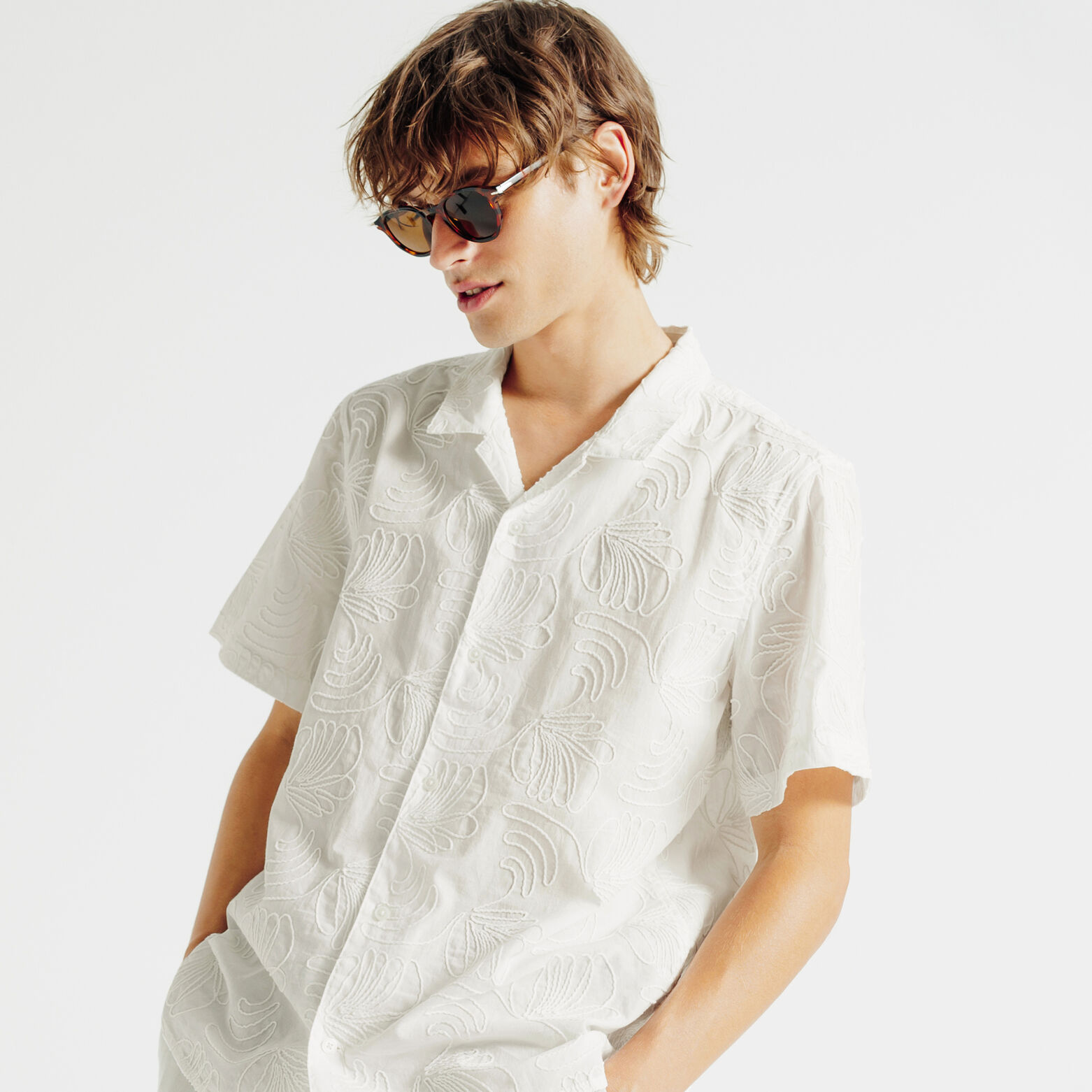 Chemisette en coton brod&eacute;e