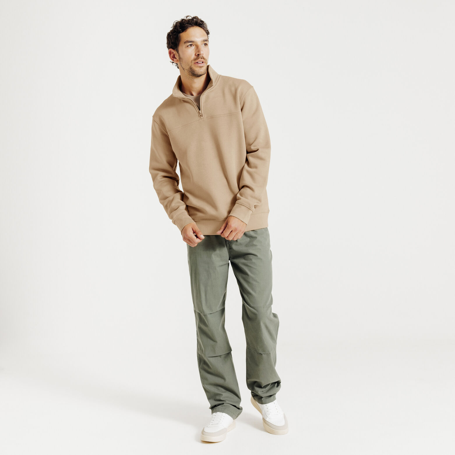 Sweat col montant zipp&eacute; uni