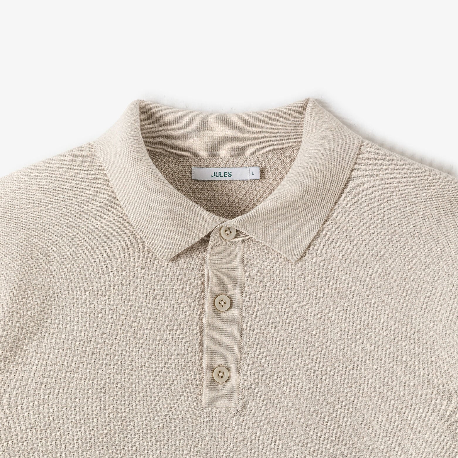 Polo en maille col boutonn&eacute; jeux de points