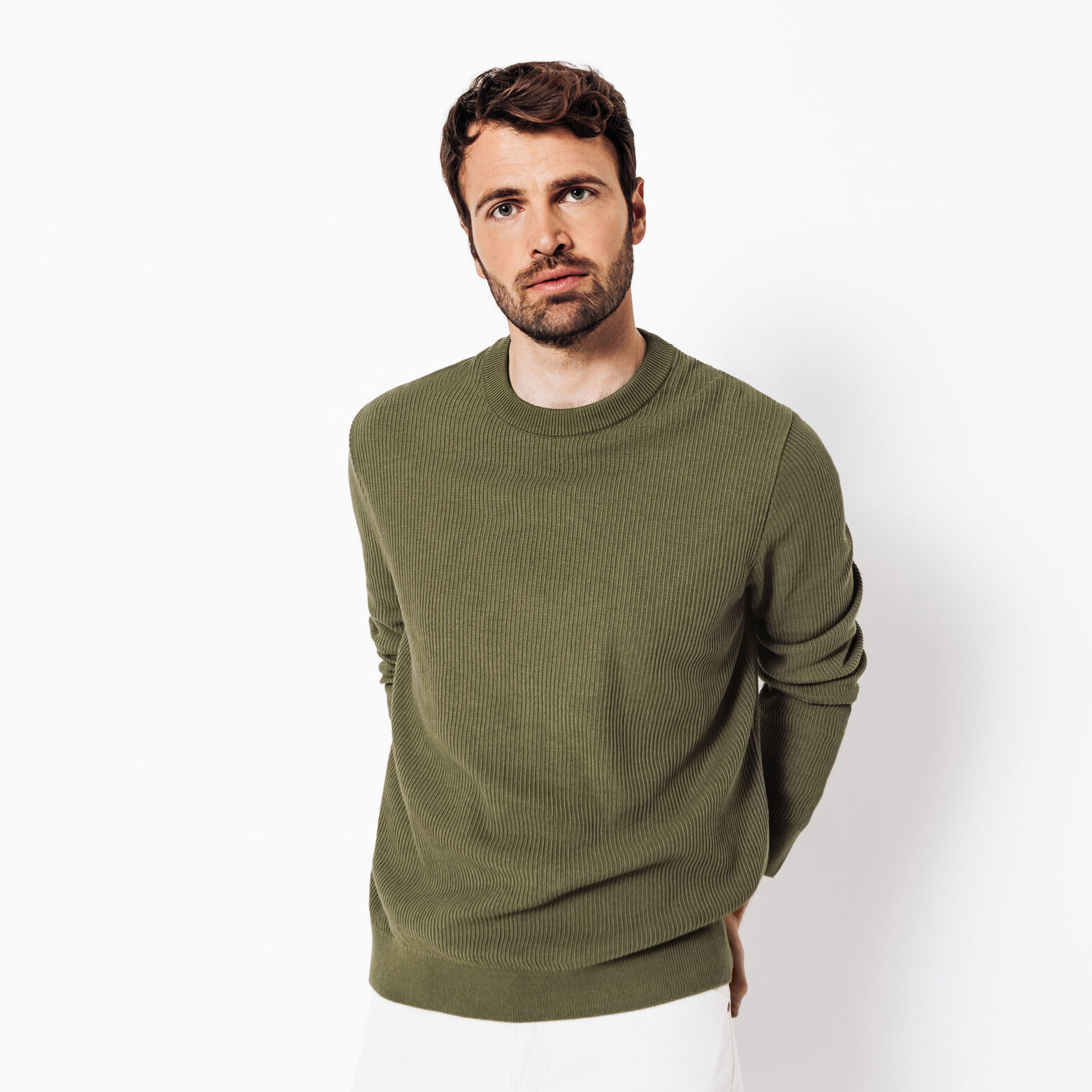 Pull col rond c&ocirc;te fantaisie