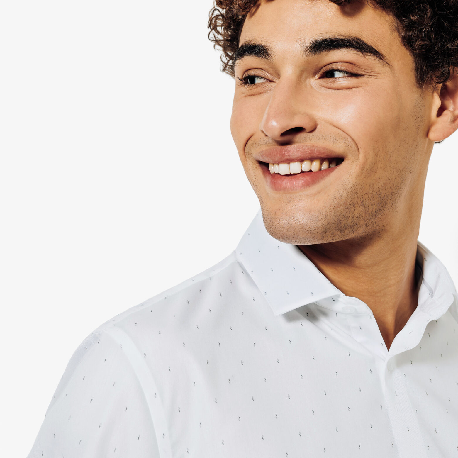 Slim hemd met microprint in katoen