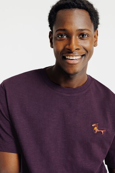 Tee shirt mati&egrave;re flamm&eacute;e broderie poitrine