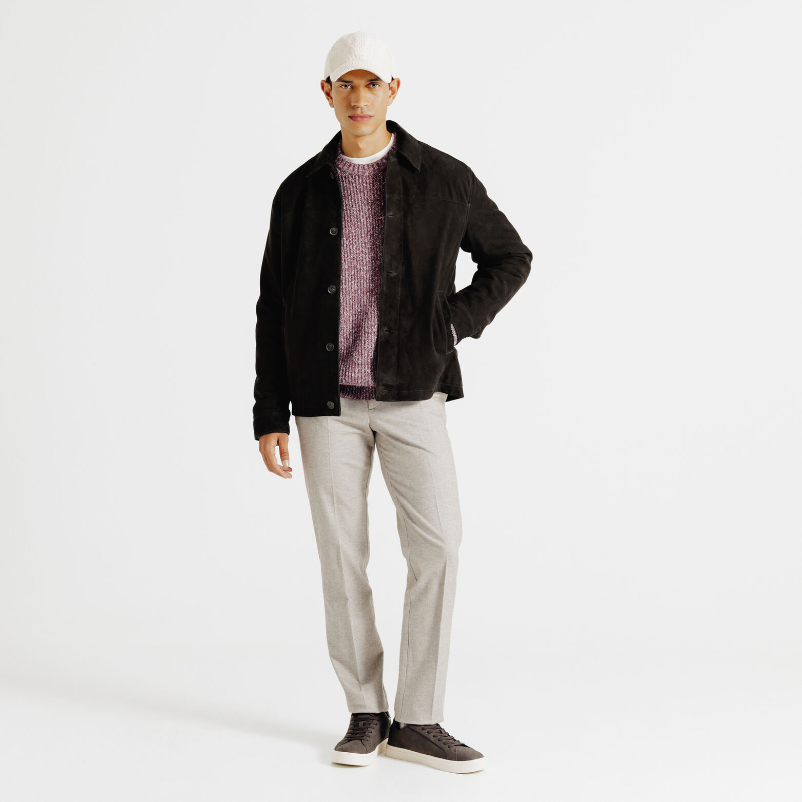 Blouson en cuir col chemise