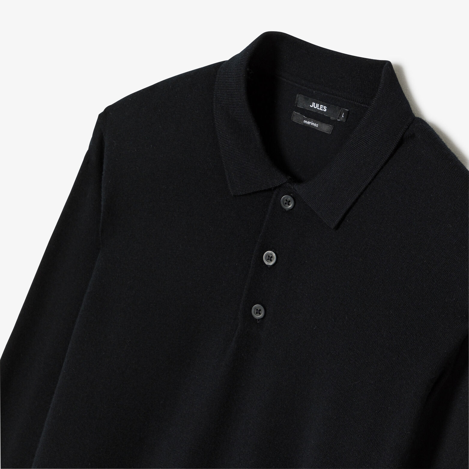 Polo met knoopkraag in merinos