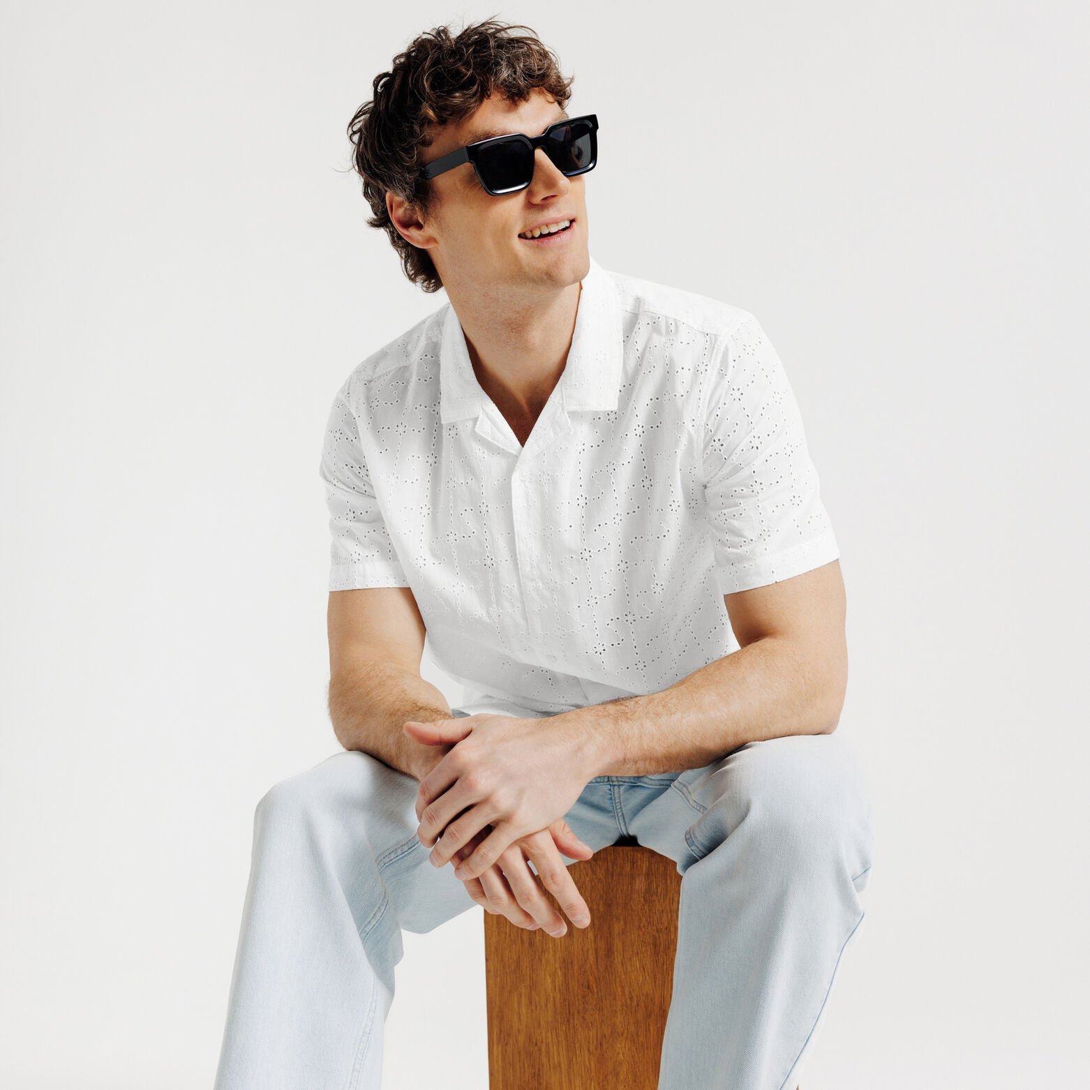 Chemisette regular en coton broderie anglaise