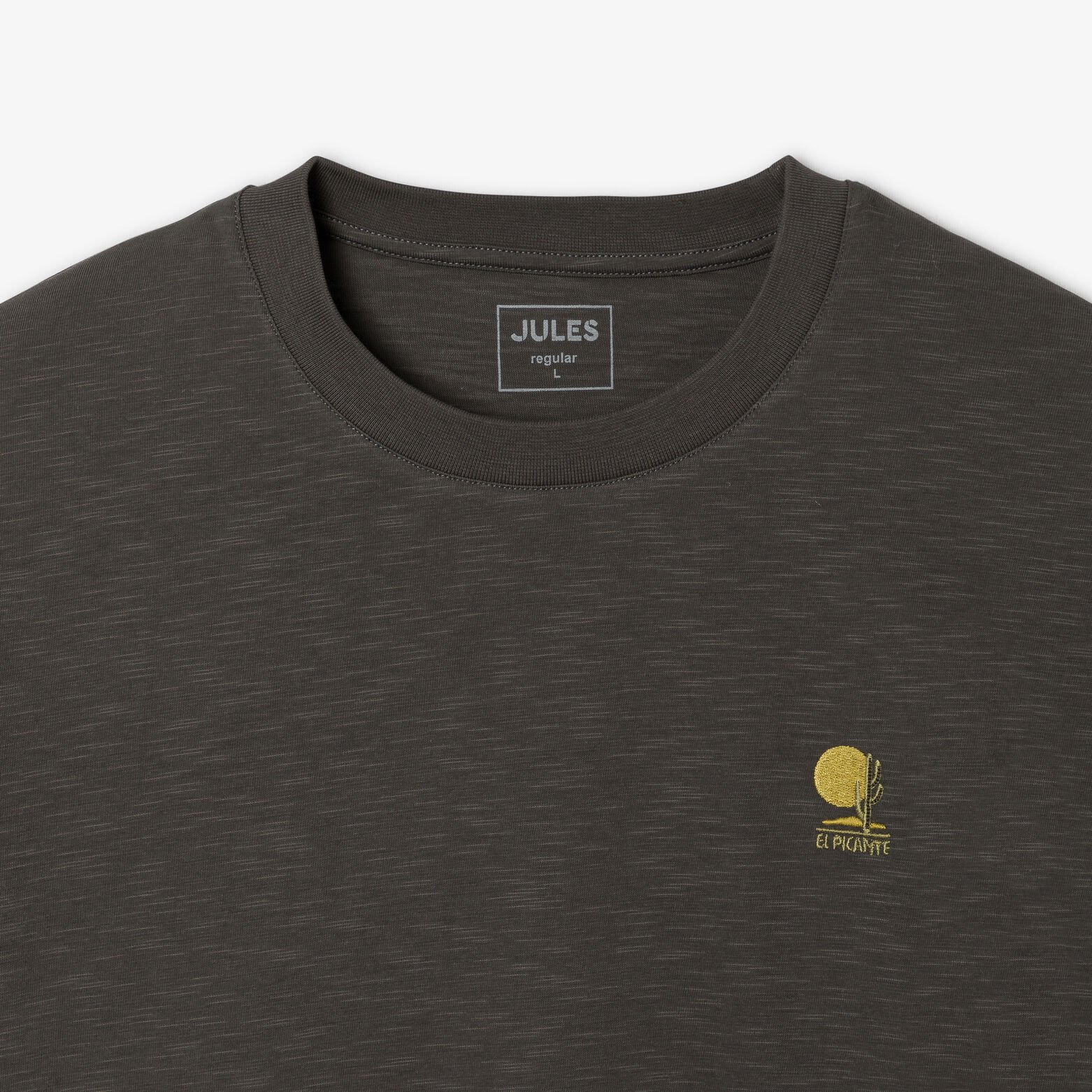 Tee shirt mati&egrave;re flamm&eacute;e broderie poitrine