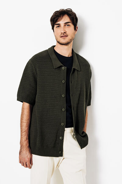 Chemise en maille jeux de points ouverts