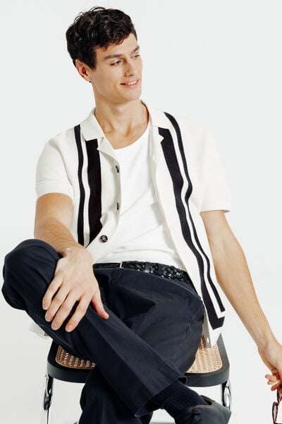 Chemisette en maille col requin ray&eacute;