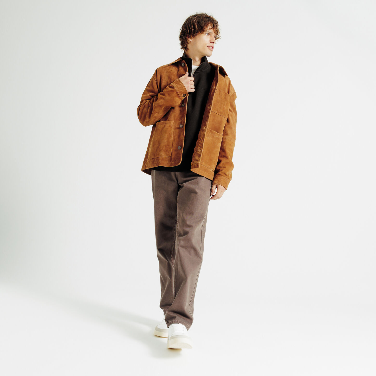 Sweat col montant zipp&eacute; uni