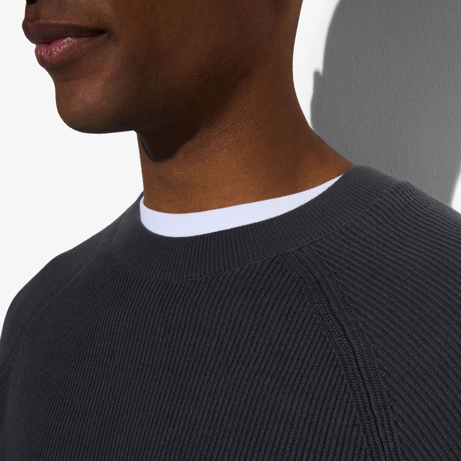 Trui met ronde hals in ribstof