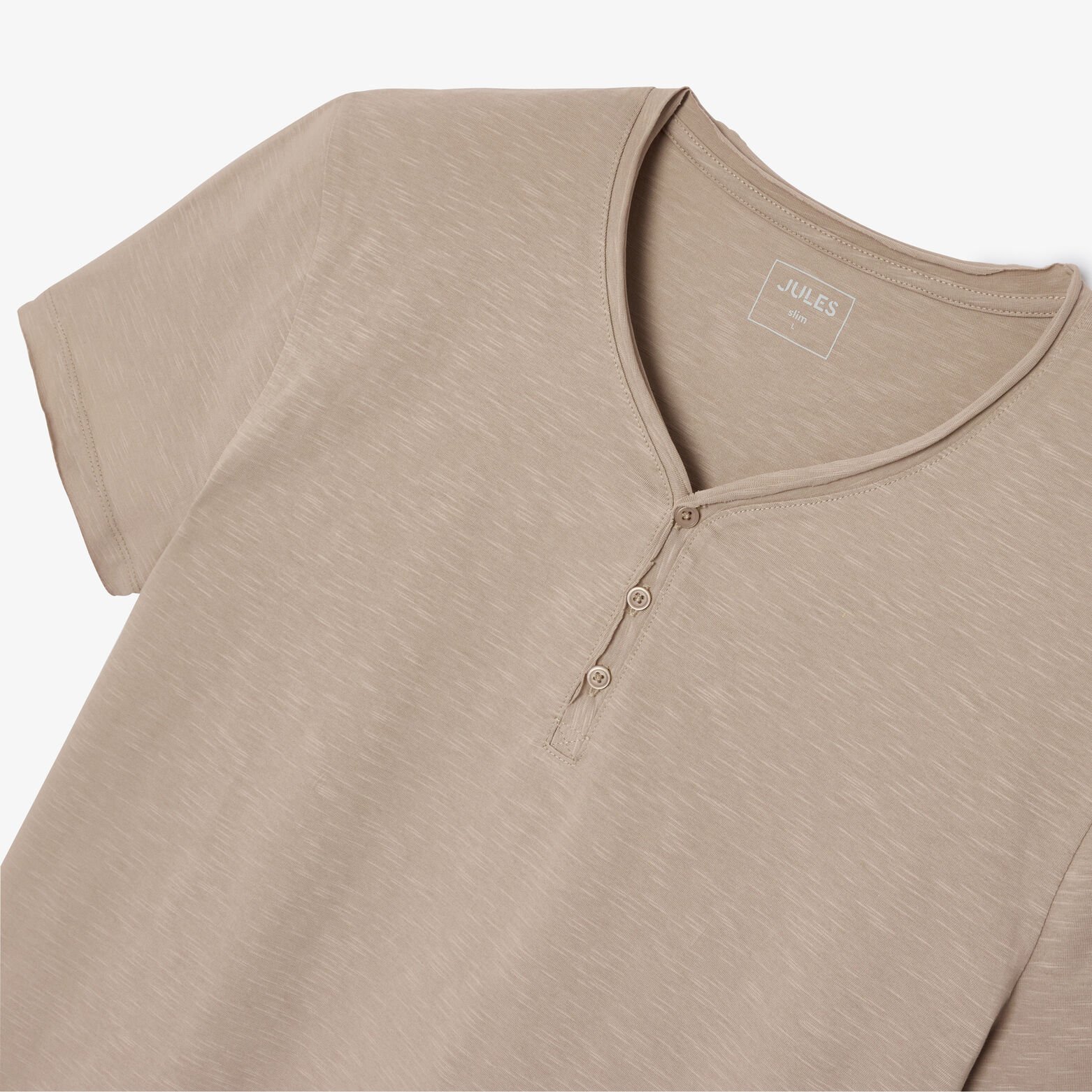 Tee shirt col tunisien mati&egrave;re flamm&eacute;e