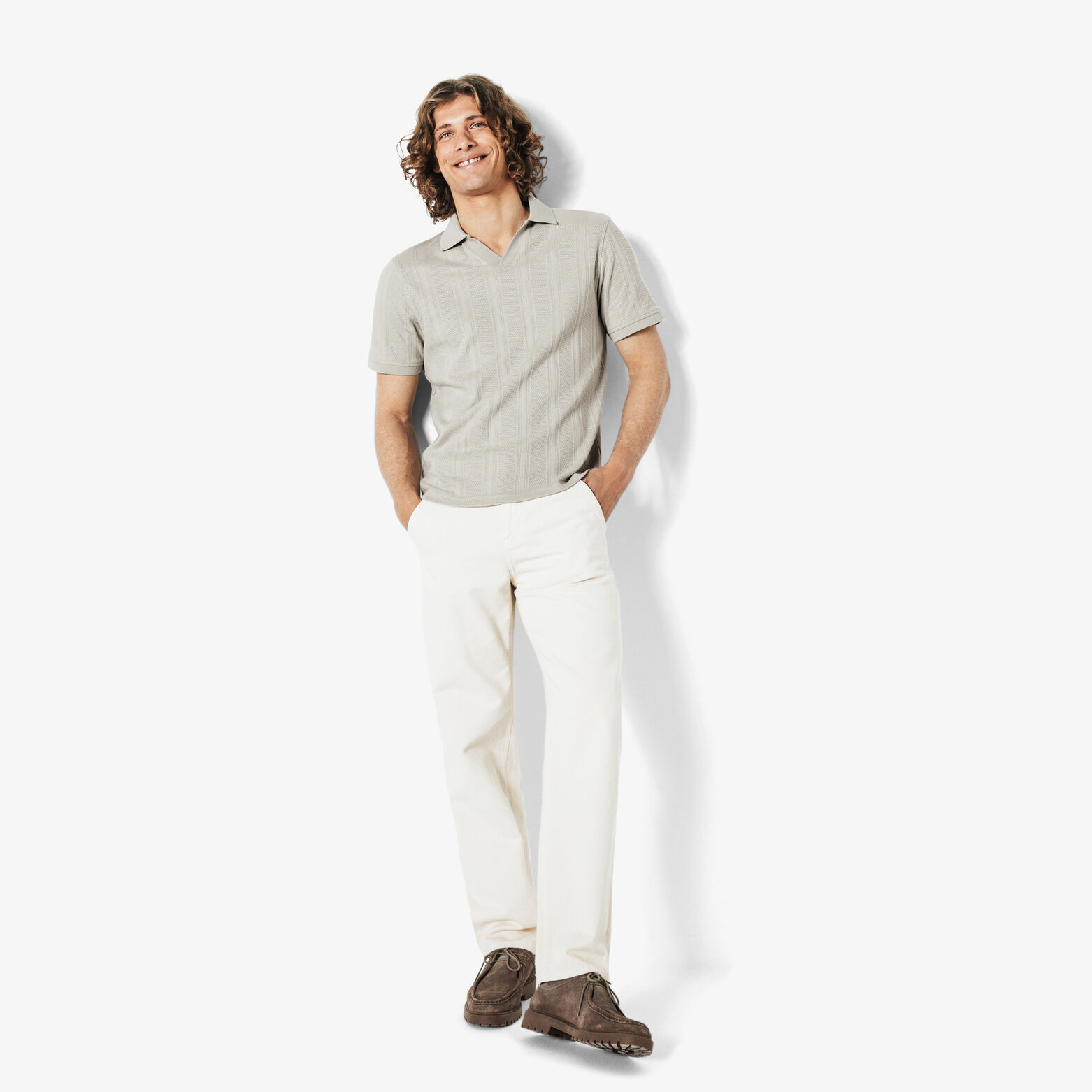 Polo manches courtes col resort &agrave; lignes