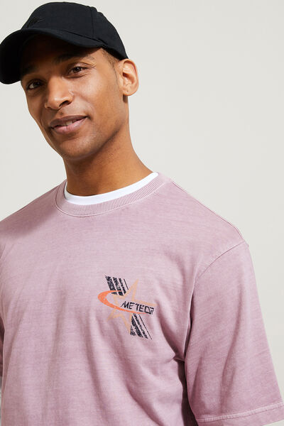 Katoenen T-shirt met ronde hals en print op de bor