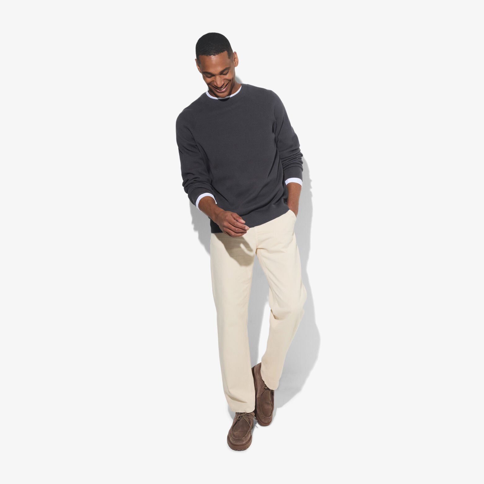 Trui met ronde hals in ribstof