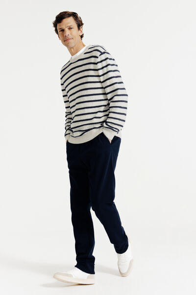 Pull col rond boucl&eacute; ray&eacute;