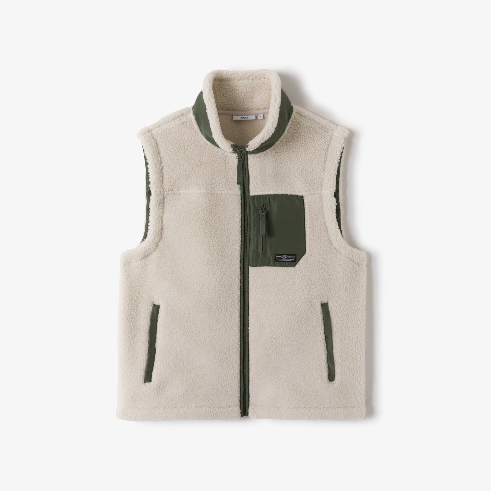 Veste sans manche en sherpa contrast&eacute;e