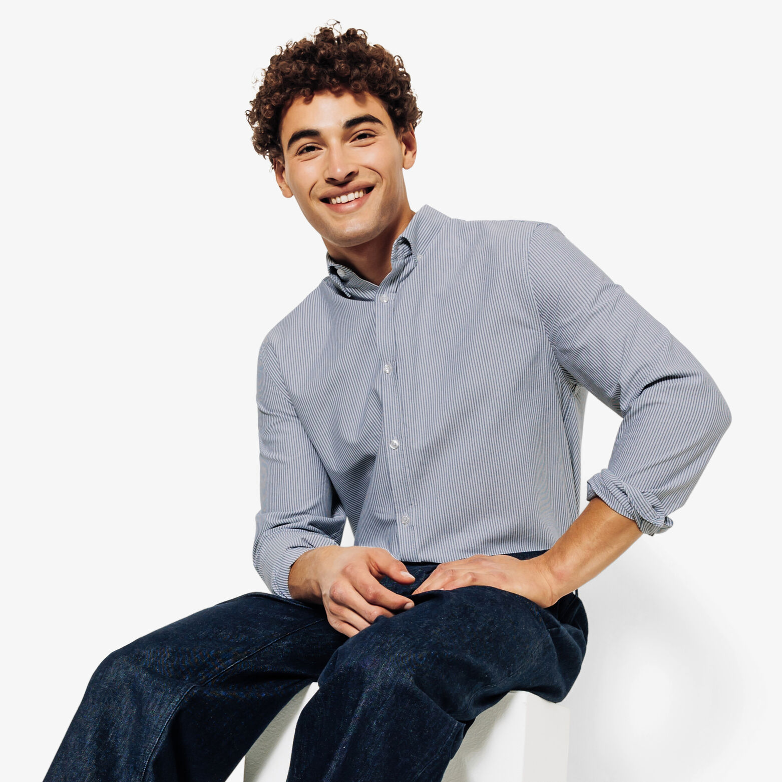 Chemise oxford en coton ray&eacute;e