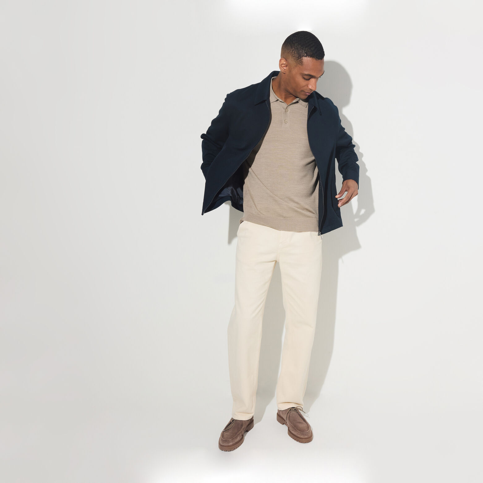 Polo met knoopkraag in merinoswol