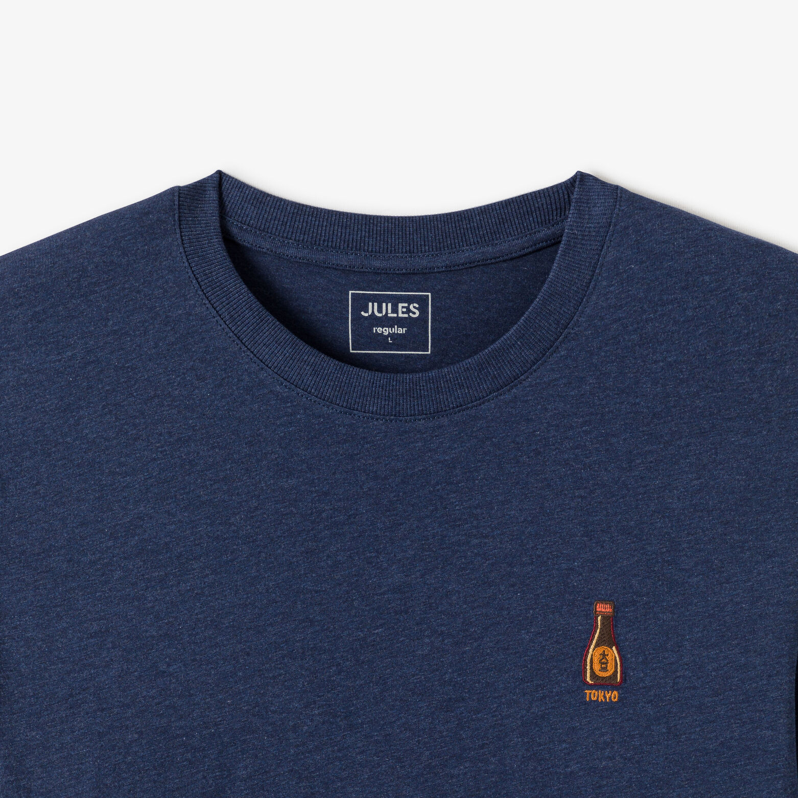 Geborduurd t-shirt ronde hals in gem&ecirc;leerde stof