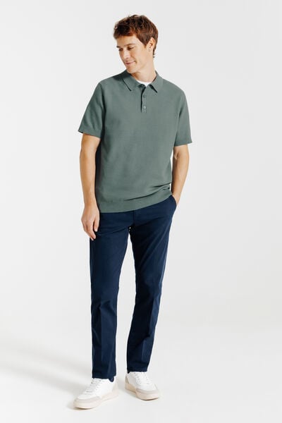 Polo en maille col boutonn&eacute; jeux de points