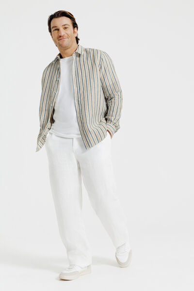 Chemise en lin ray&eacute;e