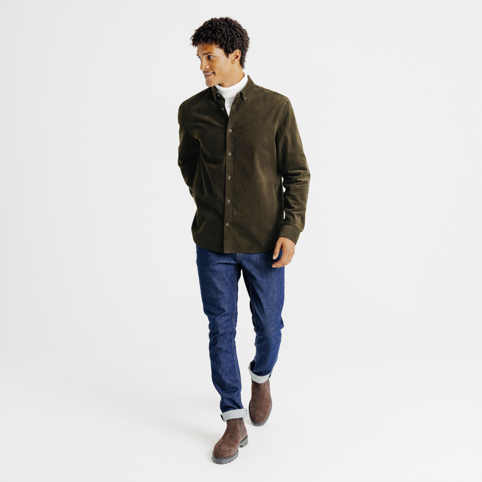 Regular fit hemd in fluweel