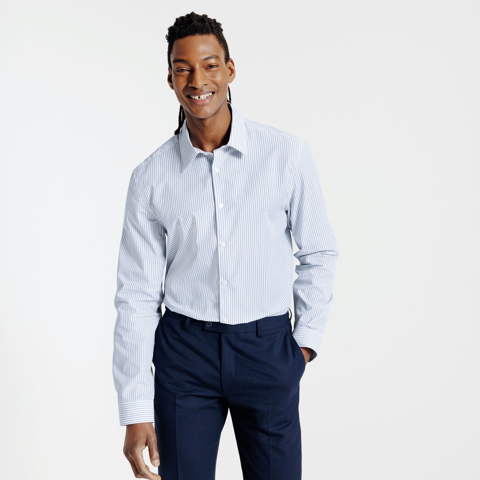 Chemise regular ray&eacute;e en coton