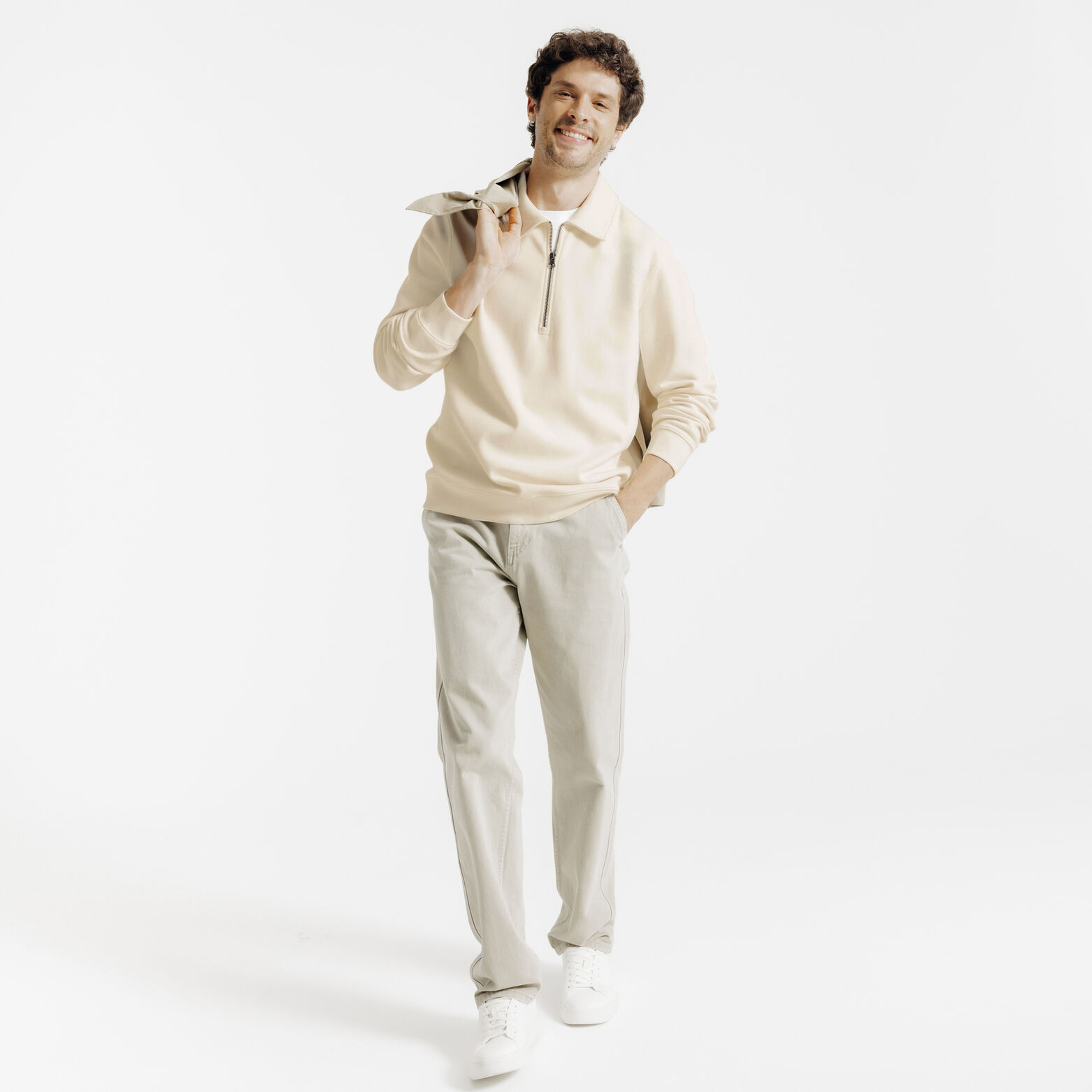 Sweat col polo zipp&eacute;