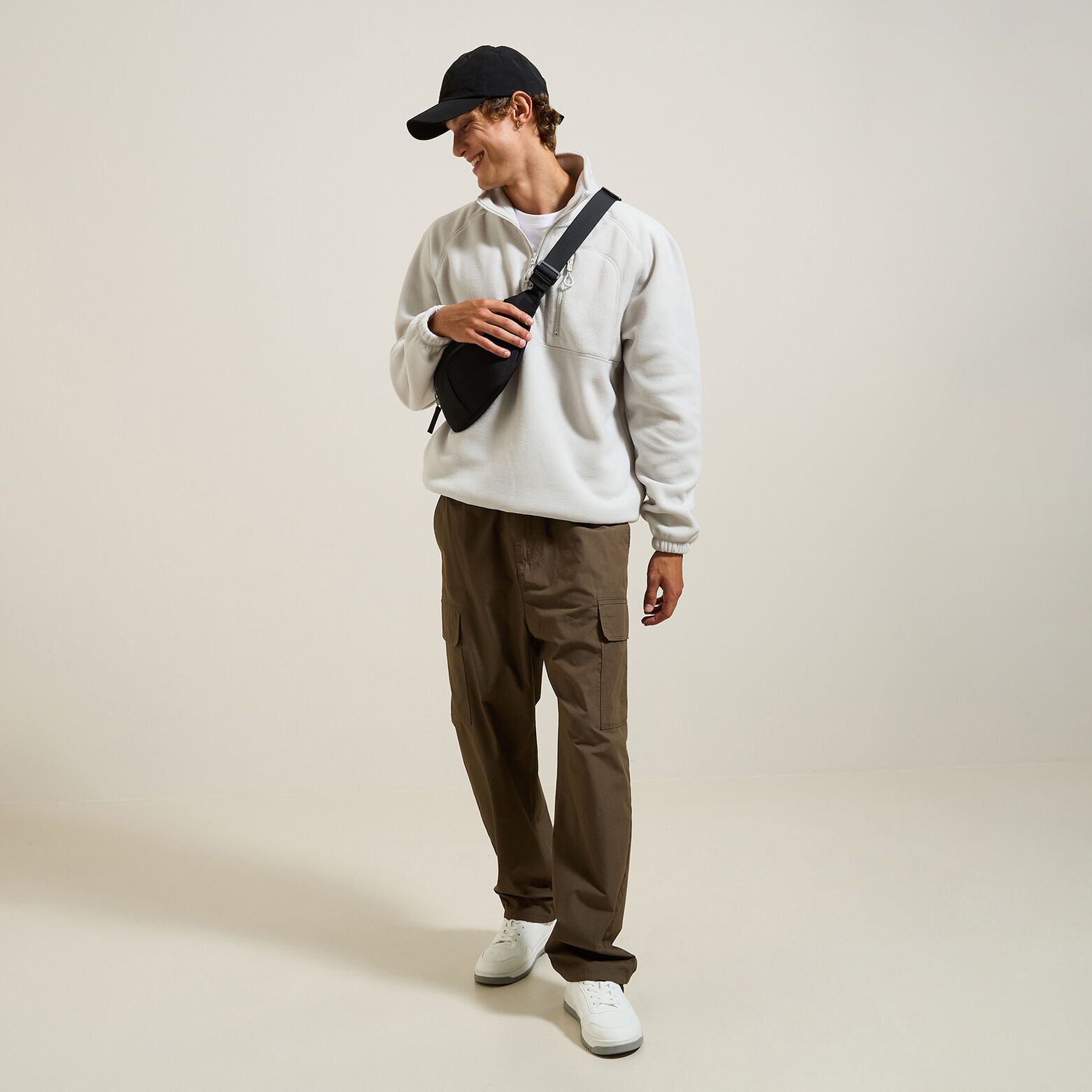 Fleecesweater met opstaande ritskraag