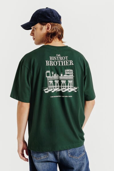 Tee shirt imprim&eacute; "Bistrot Brother" devant et dos