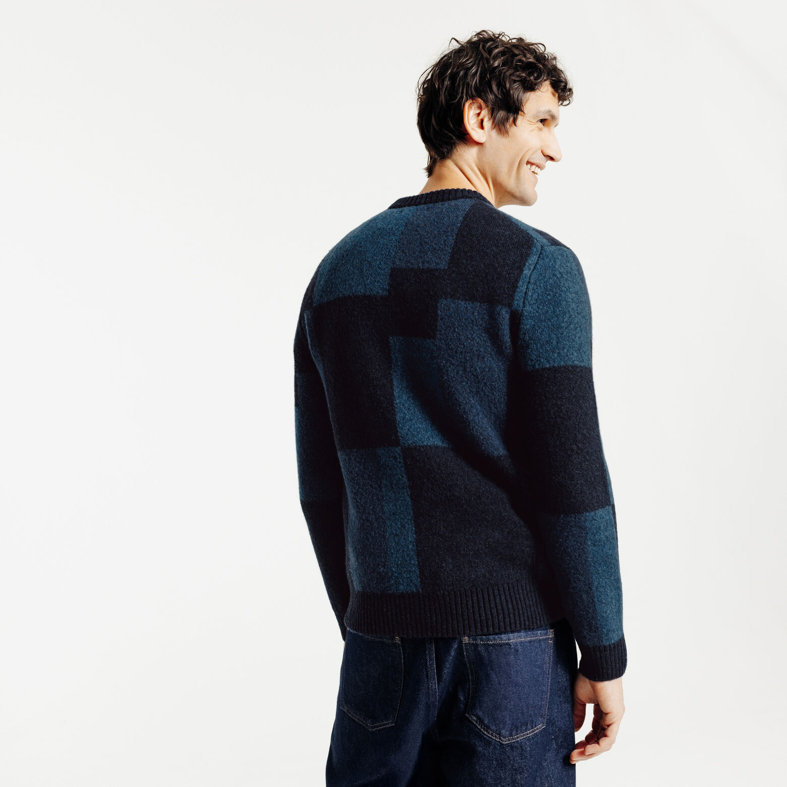 Pull col rond jacquard fantaisie