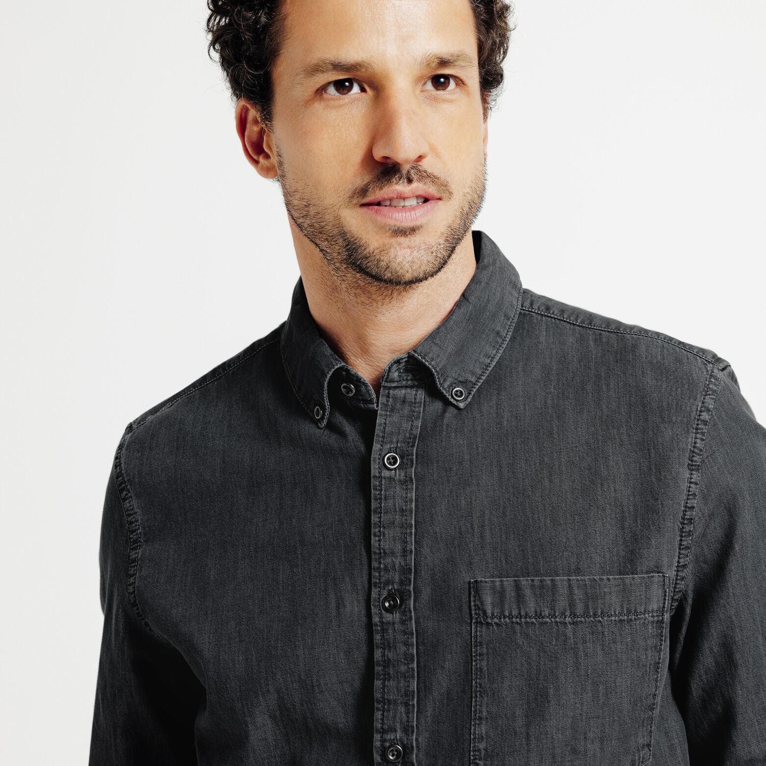 Regular fit hemd in denim katoen