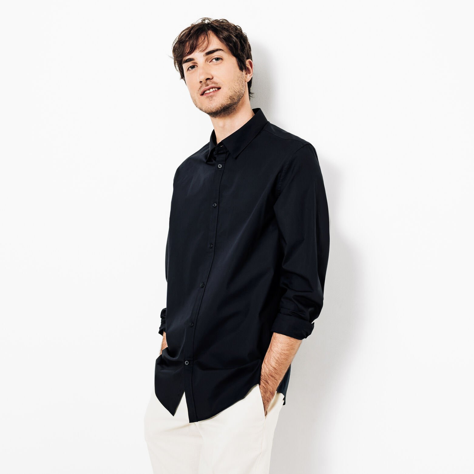 Chemise en coton col semi italien