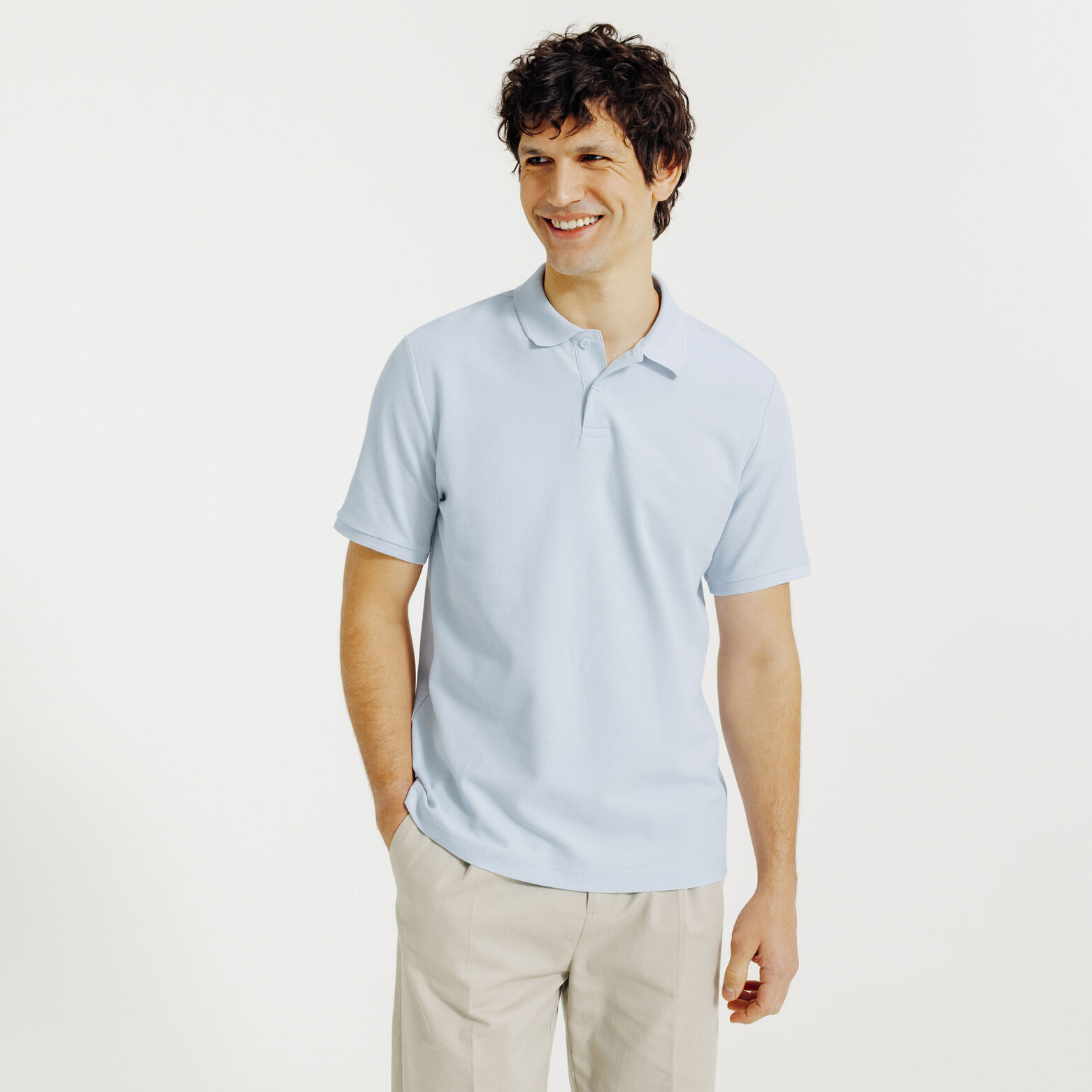 Polo manches courtes piqu&eacute; uni