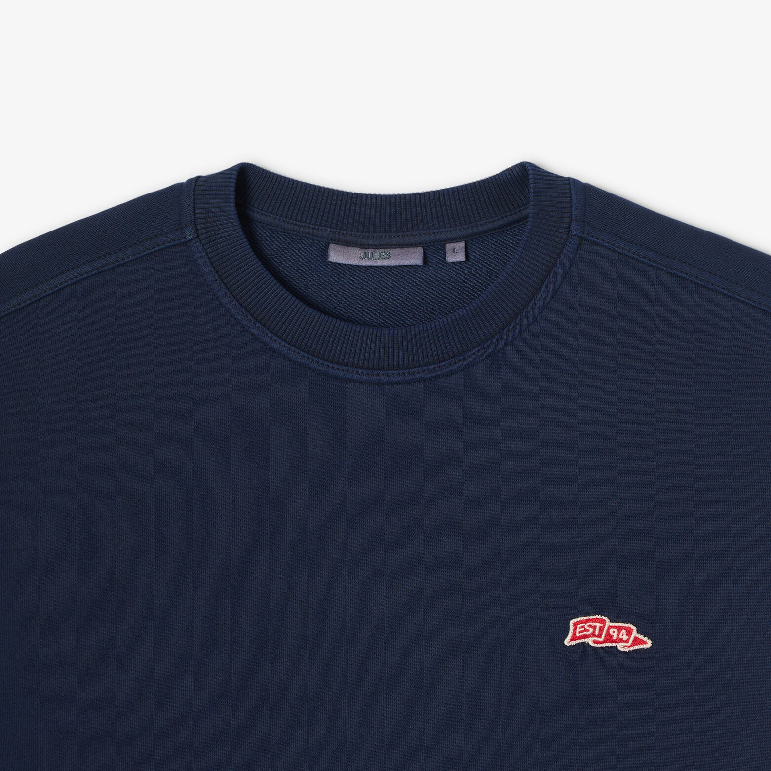 Sweat col rond effet d&eacute;lav&eacute; patch