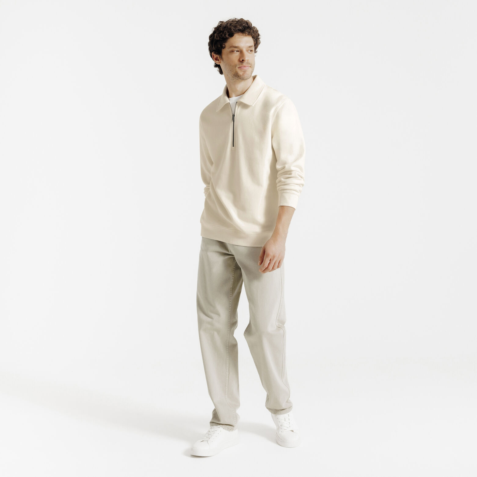 Sweat col polo zipp&eacute;