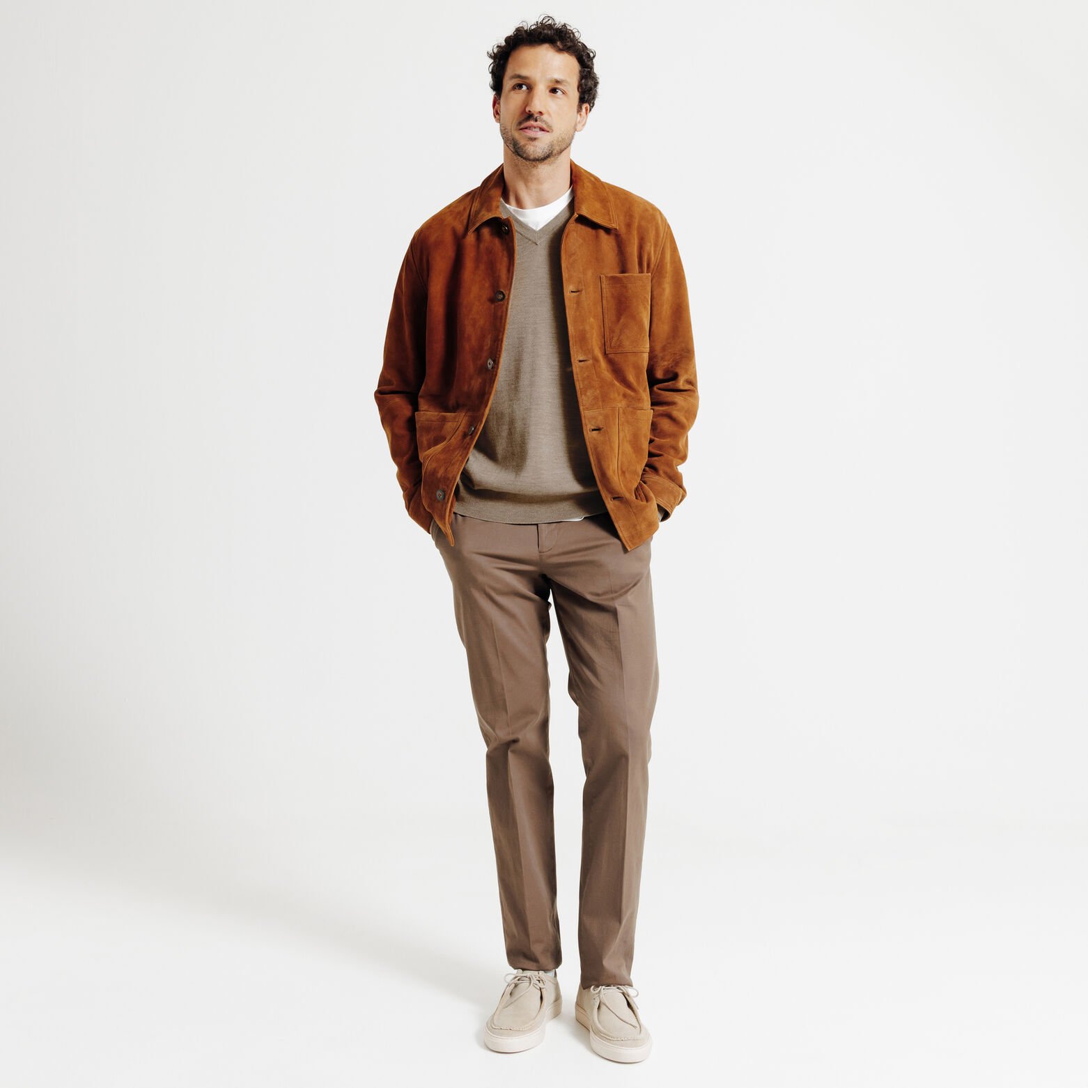 Trui met V-hals in merinoswol