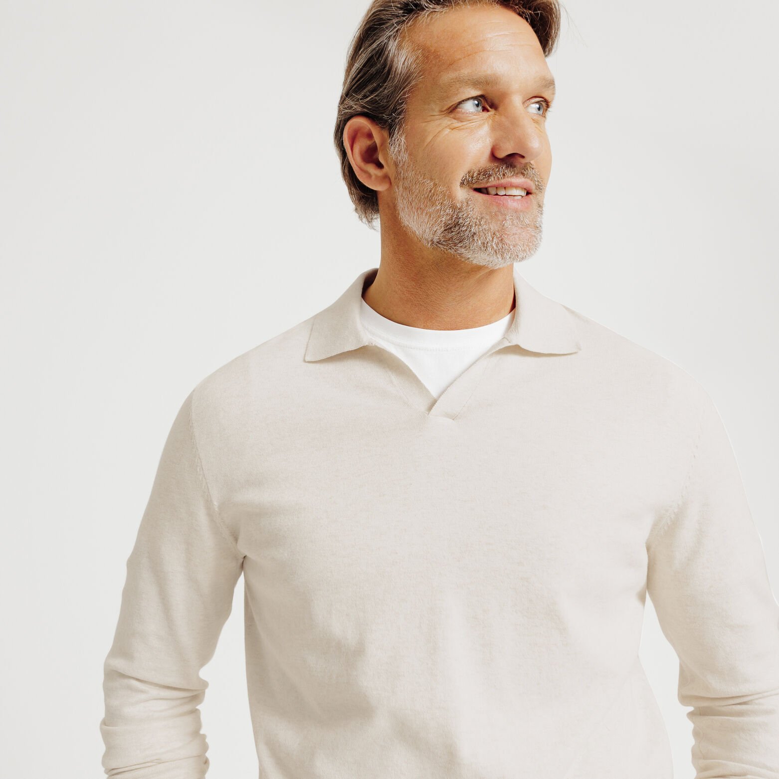 Polo en maille manches longues col resort