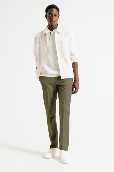 Pantalon droit m&eacute;lange coton lin