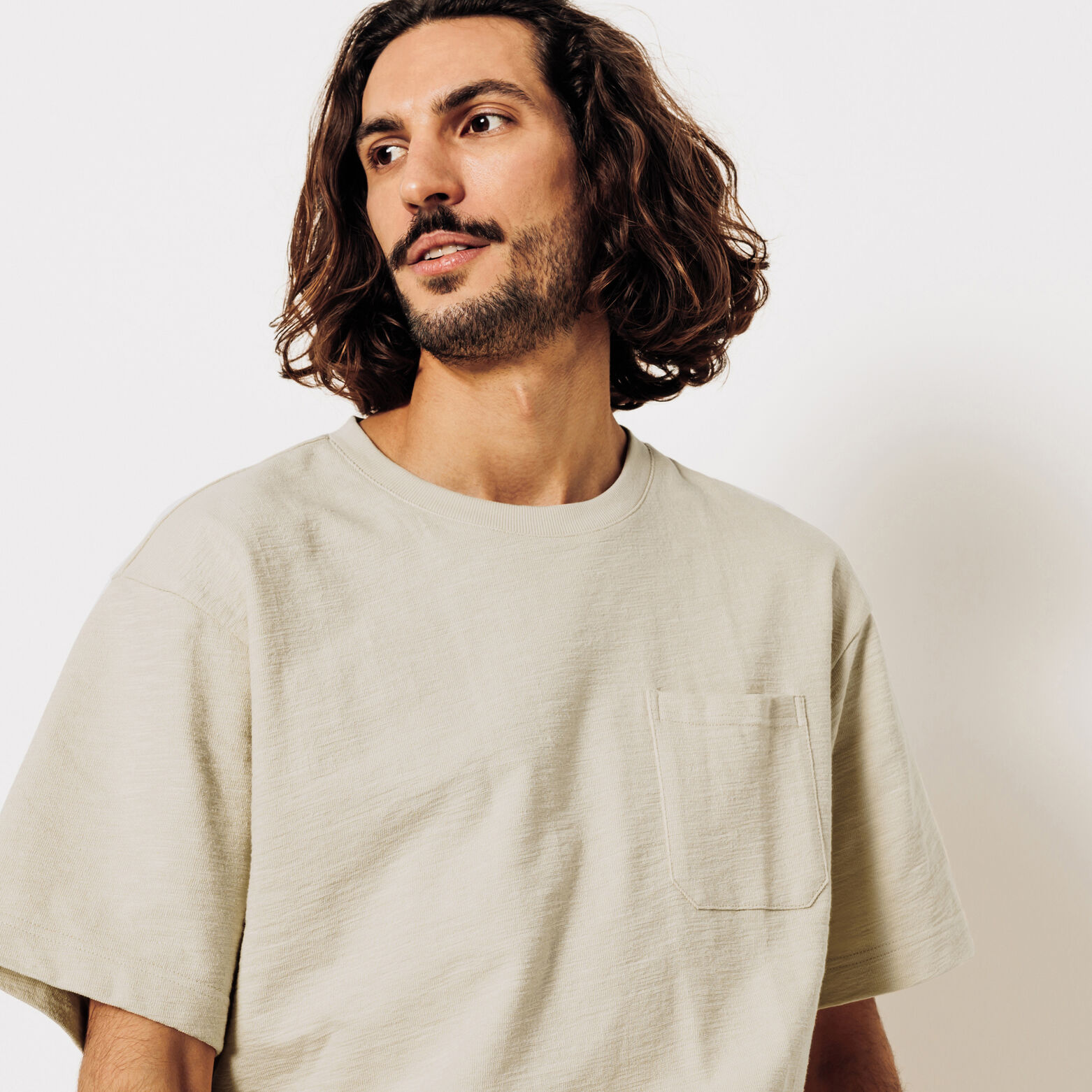 T-shirt in badstof met ronde hals