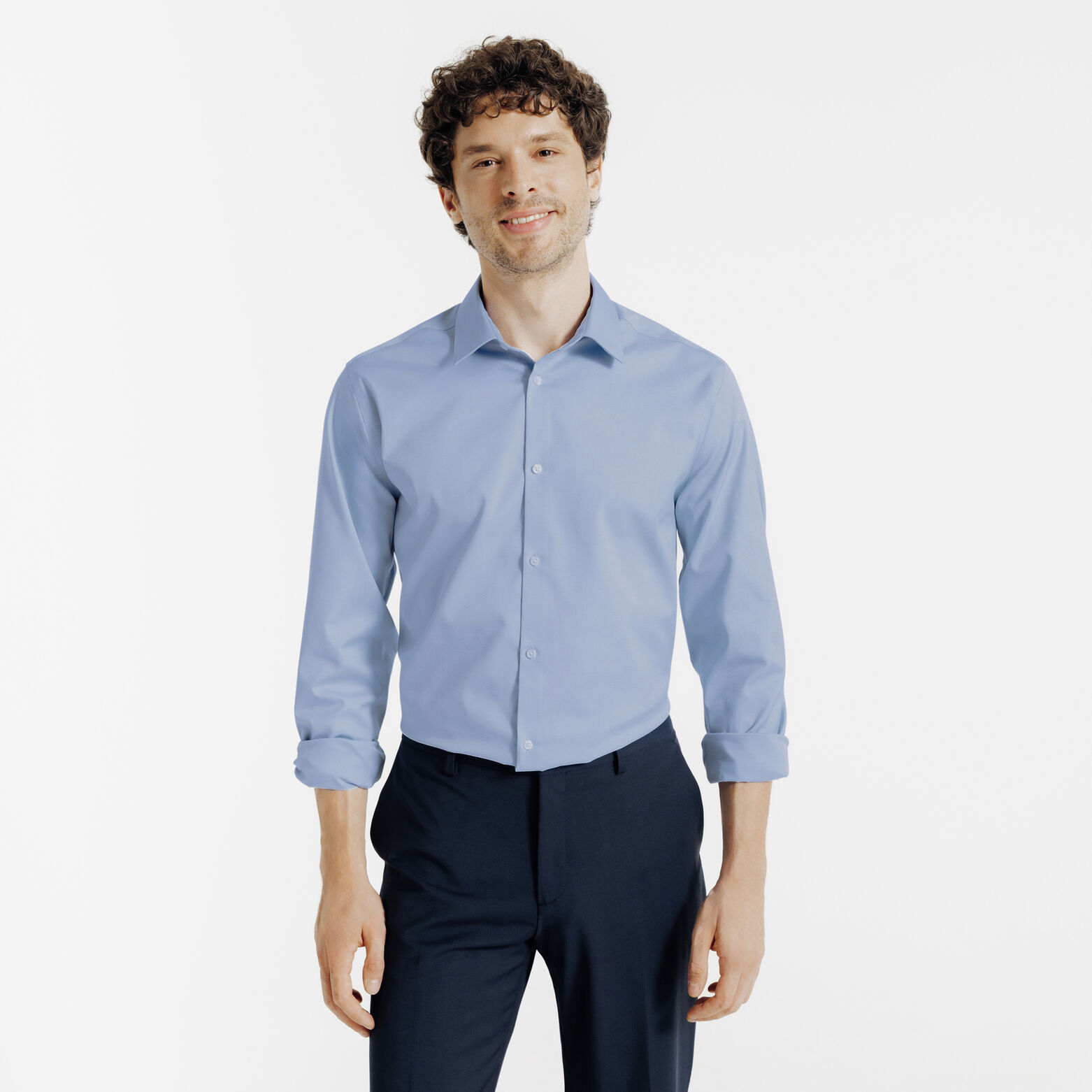 Strijkvrij regular fit hemd in katoen