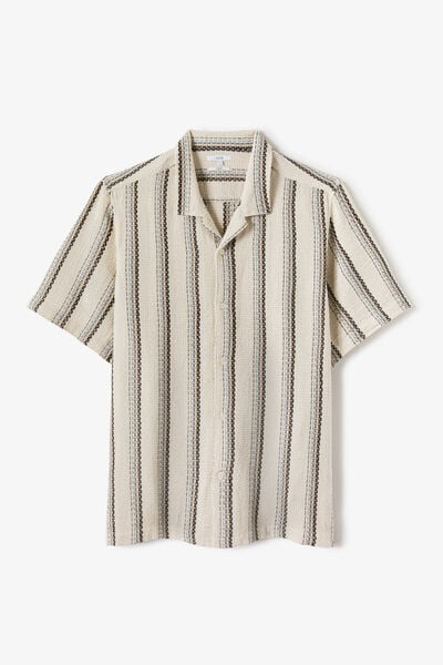 Chemisette en coton jacquard ray&eacute;e