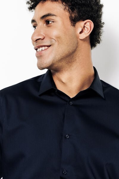 Chemise sans repassage en coton unie slim