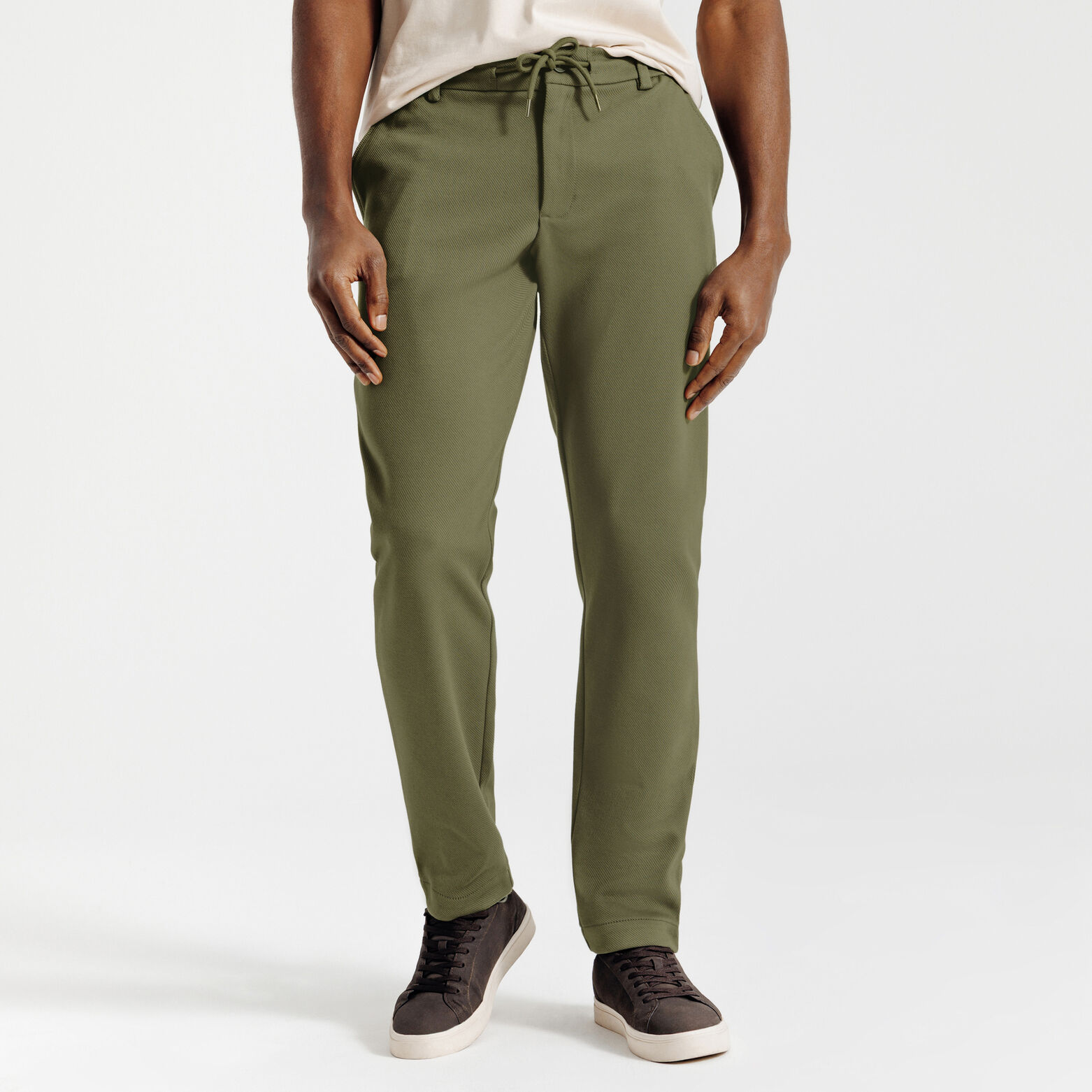 Ensemble surchemise et pantalon chino en maille - Vert kaki