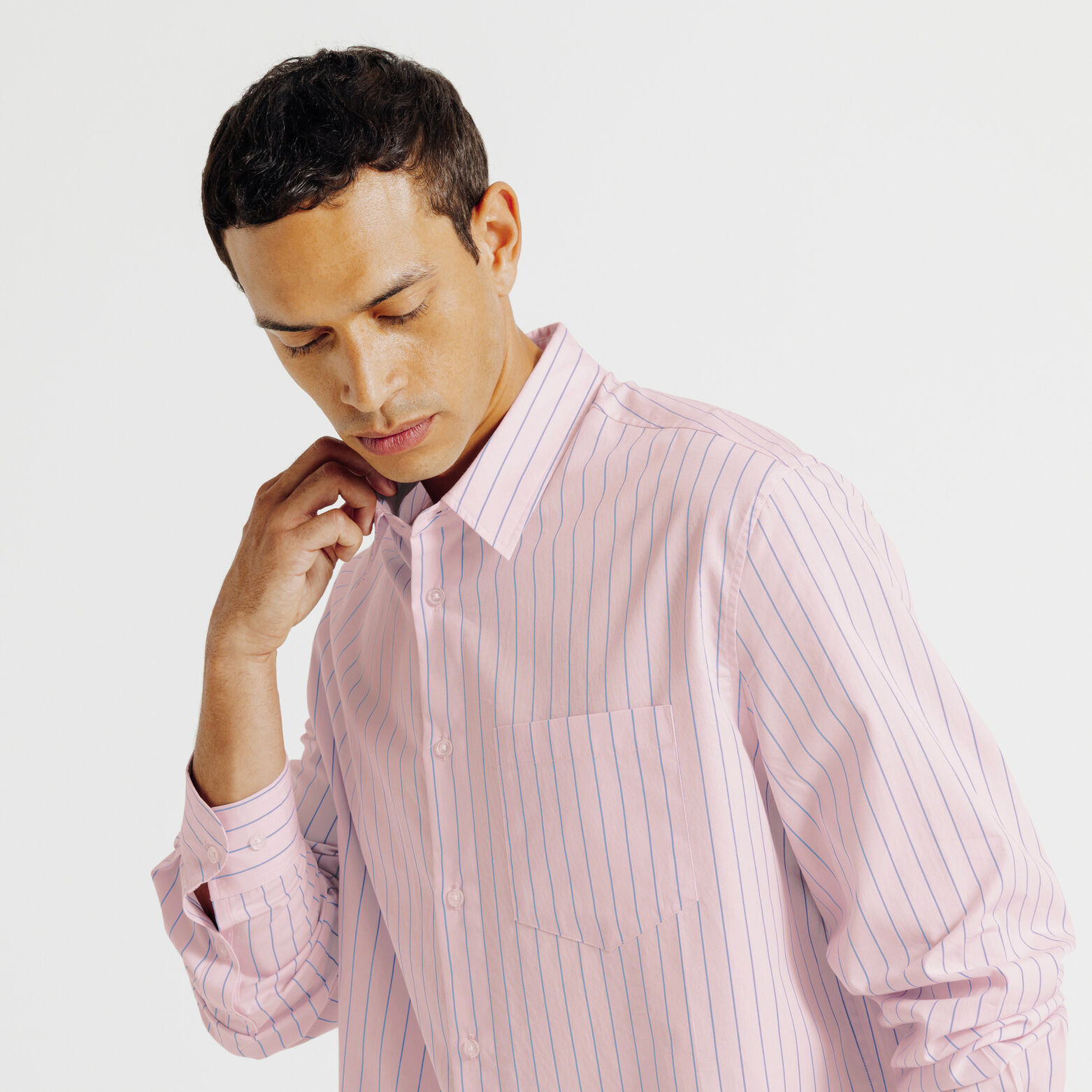 Chemise boxy en coton ray&eacute;e