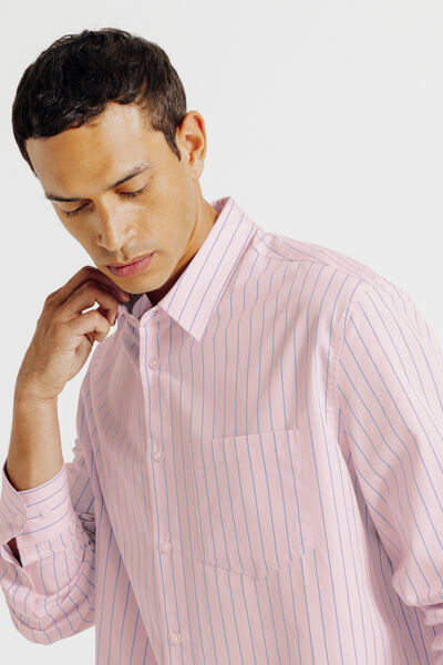 Chemise boxy en coton ray&eacute;e