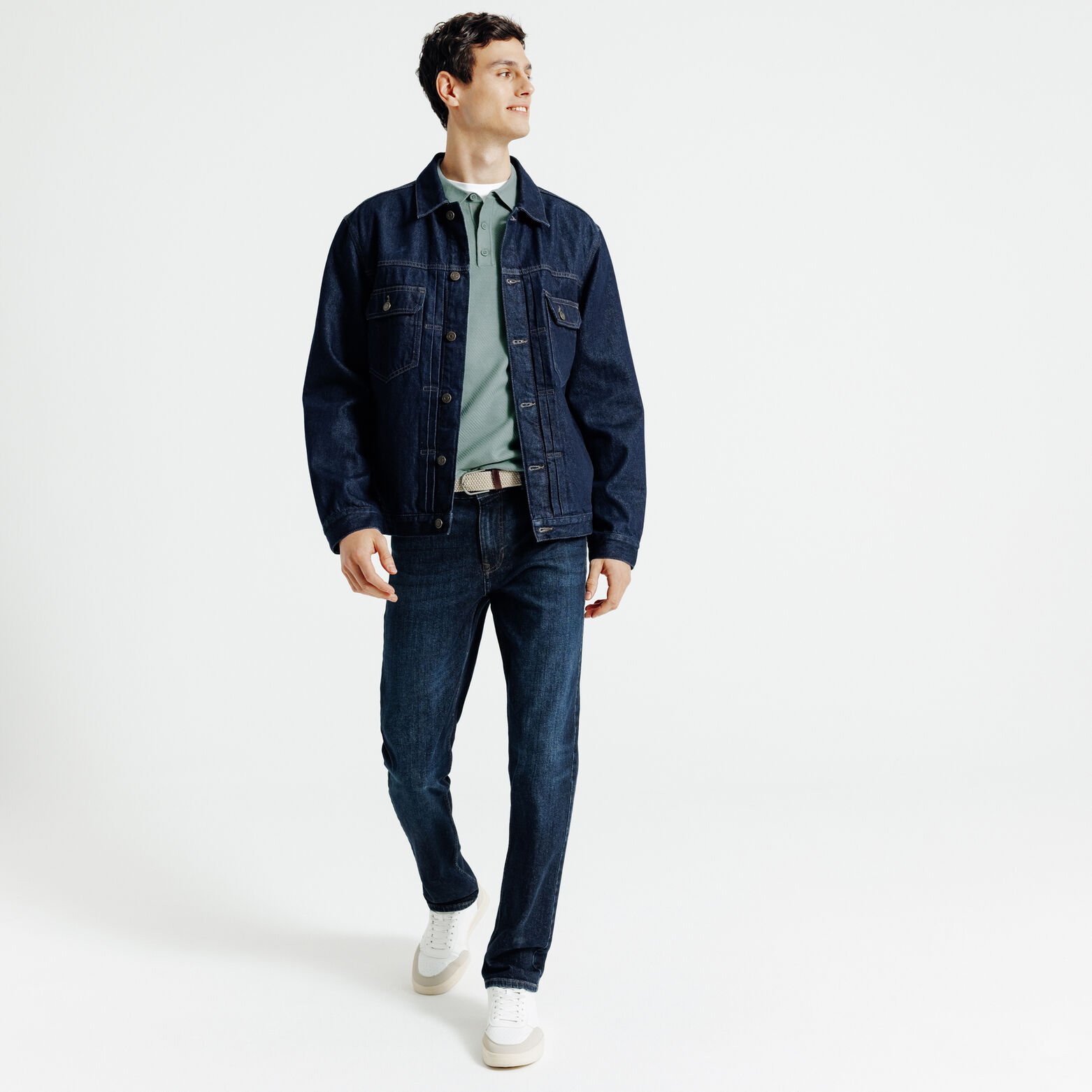 Polo en maille col boutonn&eacute; jeux de points