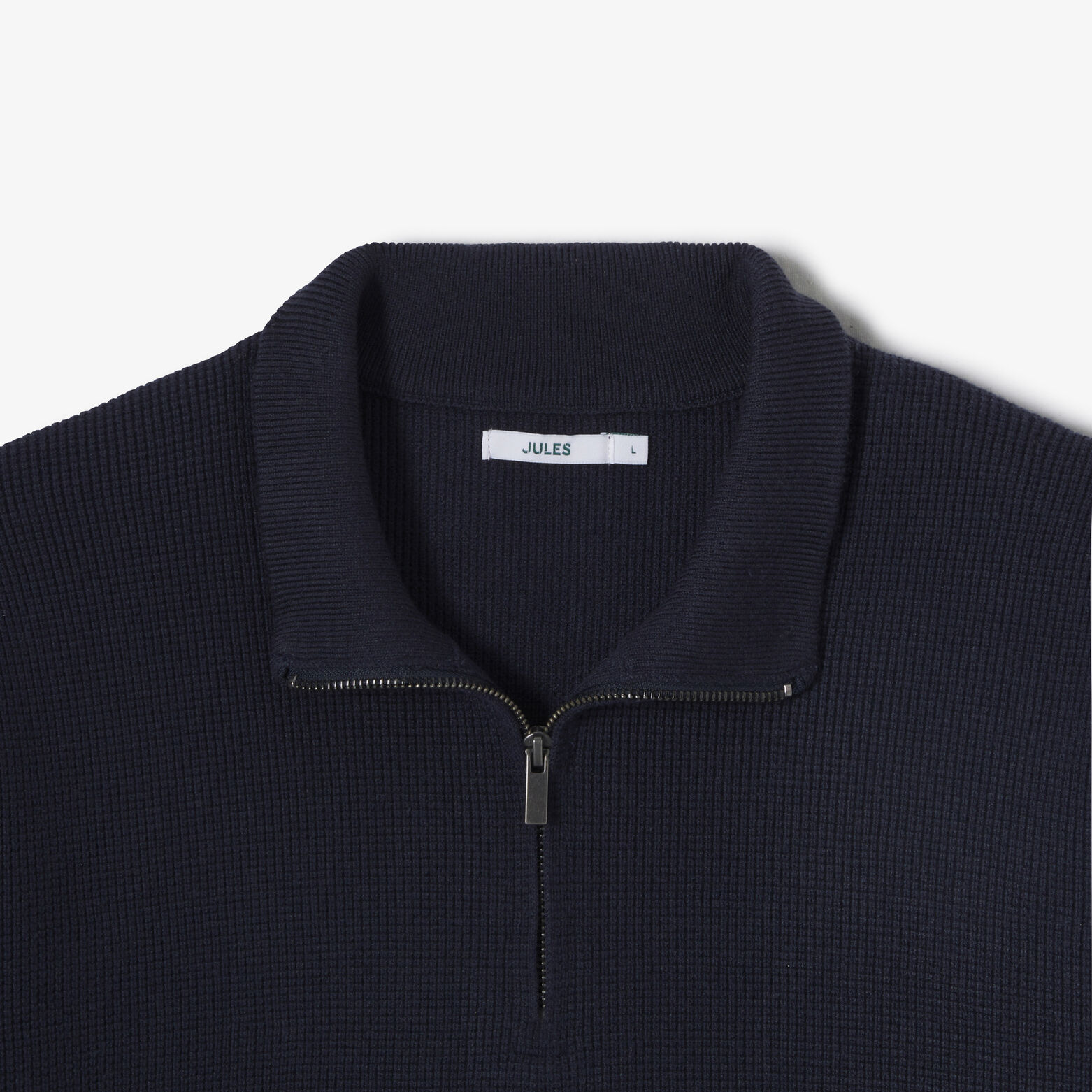 Trui met opstaande kraag en rits in wafelstof