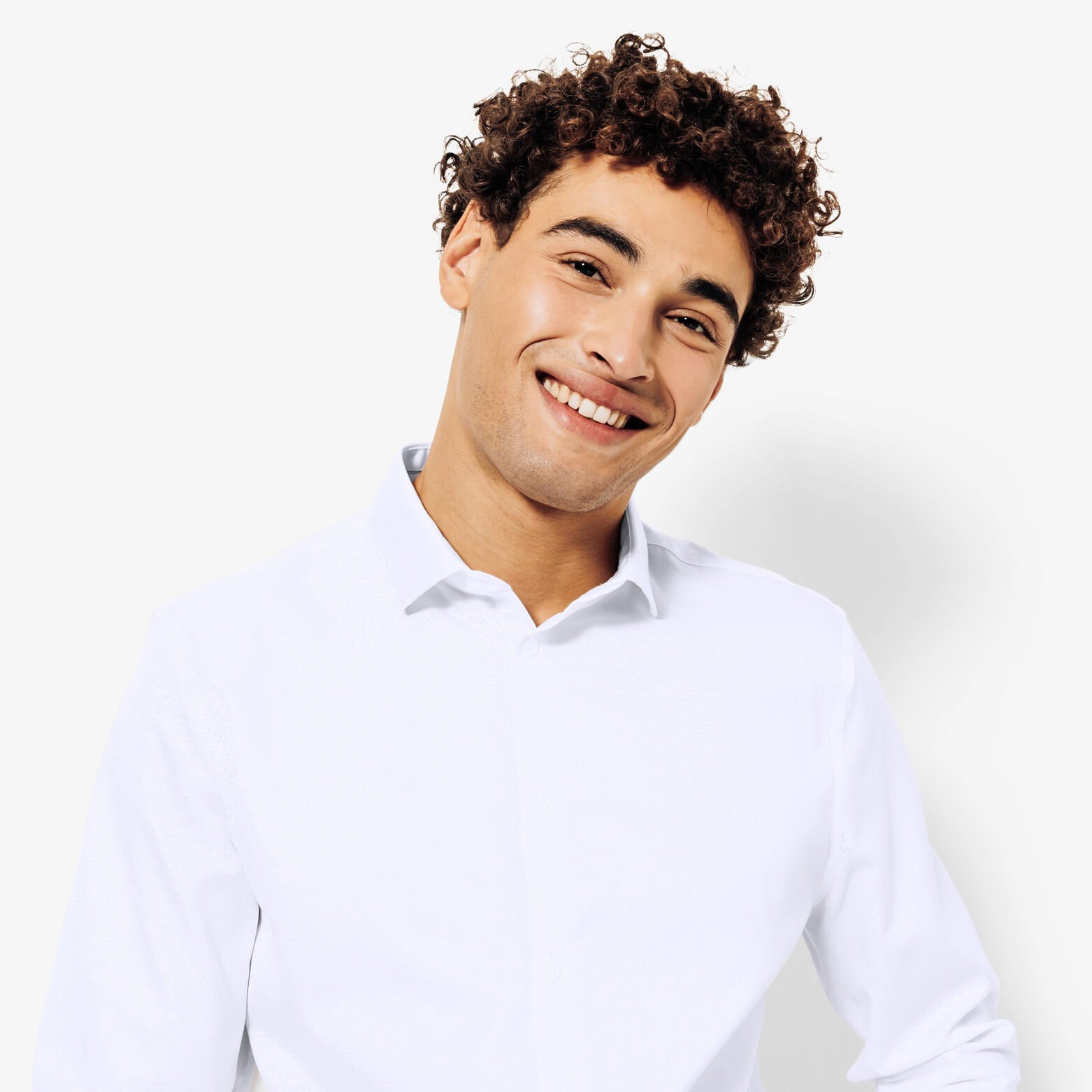 Strijkvrij slim effen hemd in katoen