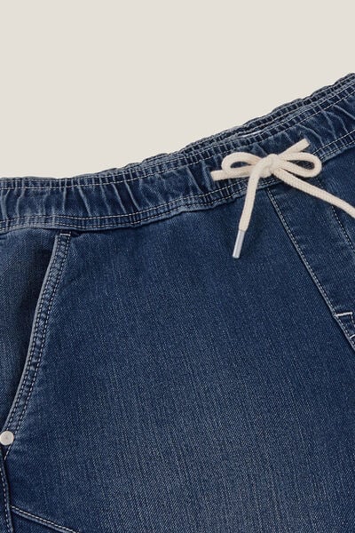 Denim bermuda met tricot effect